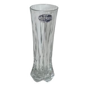 Vintage Fluted DePlomb Crystal Vase Heavy Footed Bottom 8 in Tall 1960s-1970s